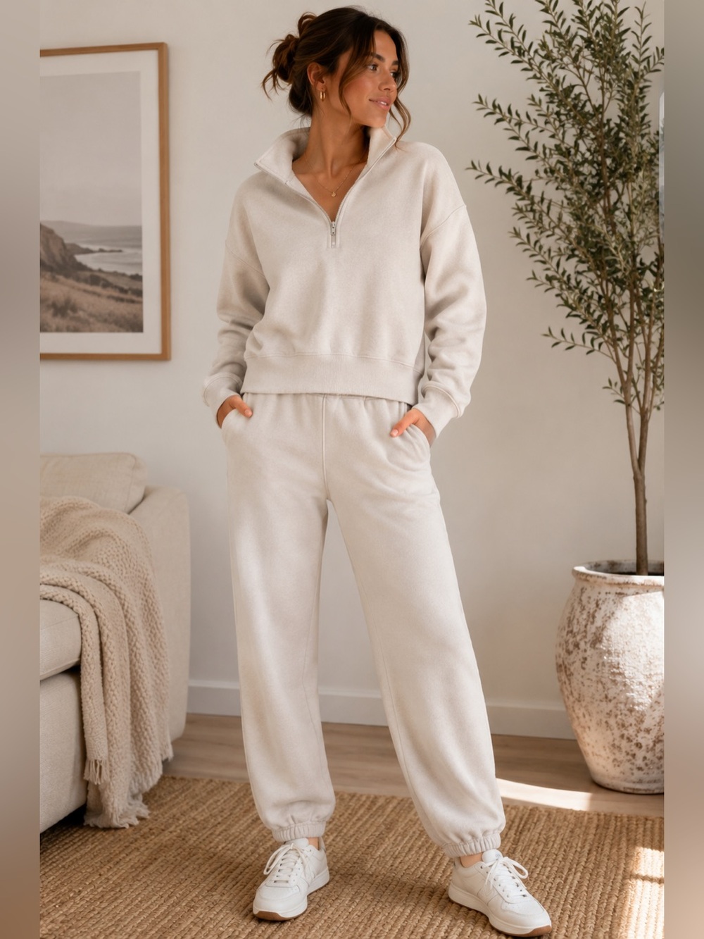 Abercrombie & Fitch Soft A&F Max Essentials Half-Zip Set | Size XXS